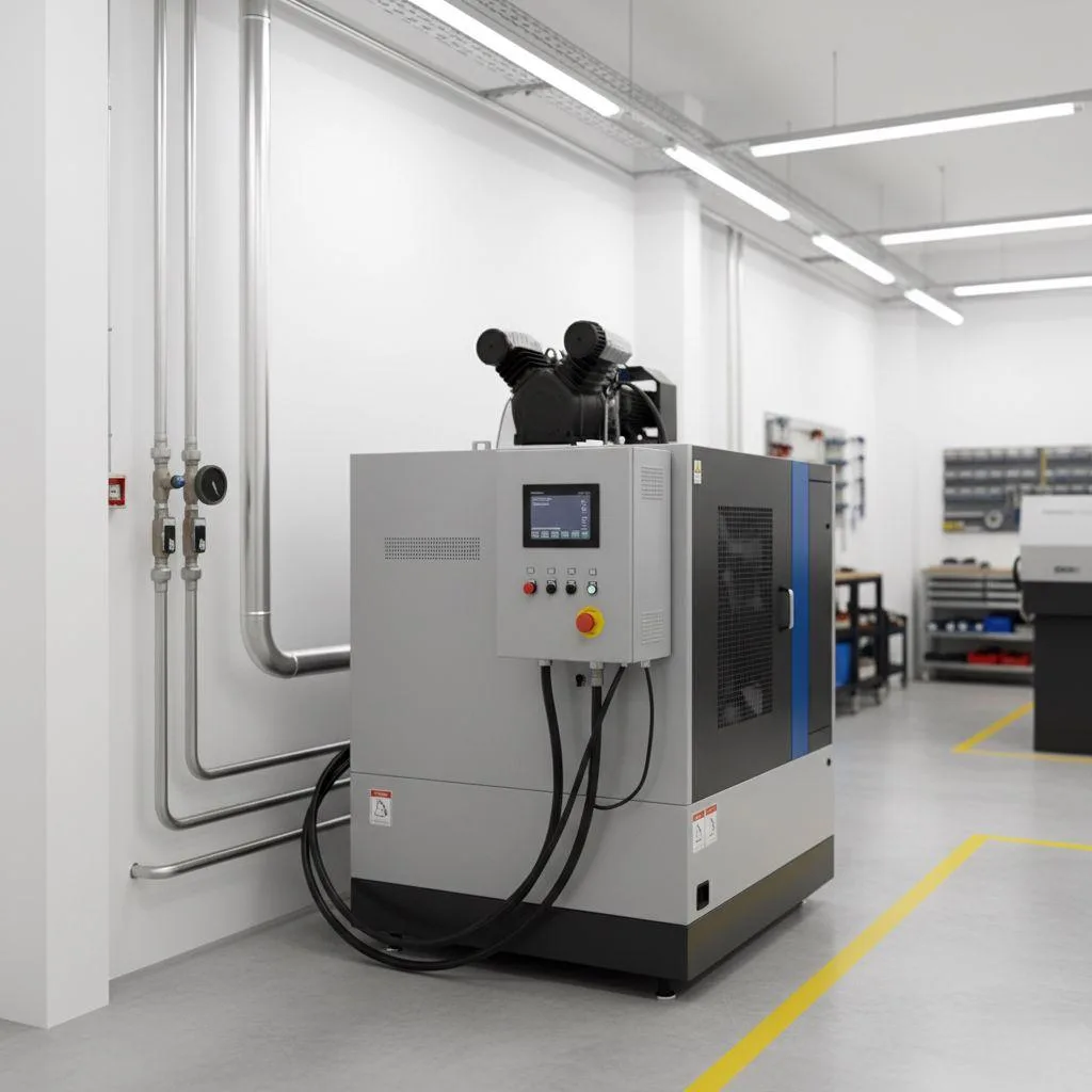 Un VFD de compresor de aire proporciona un alto par de arranque para un motor en una aplicación industrial compacta.