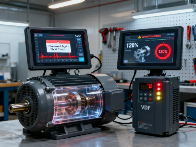 Typical VFD overcurrent fault and VFD overload scenarios in industrial motor operation