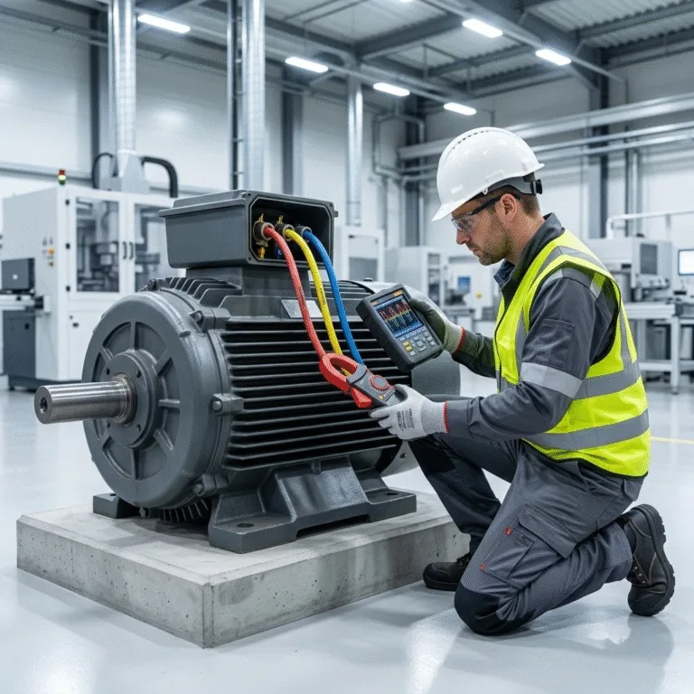 Engineer troubleshooting three phase current imbalance on an industrial motor.