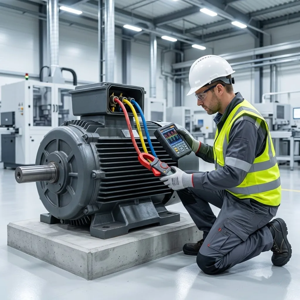 Engineer troubleshooting three phase current imbalance on an industrial motor.